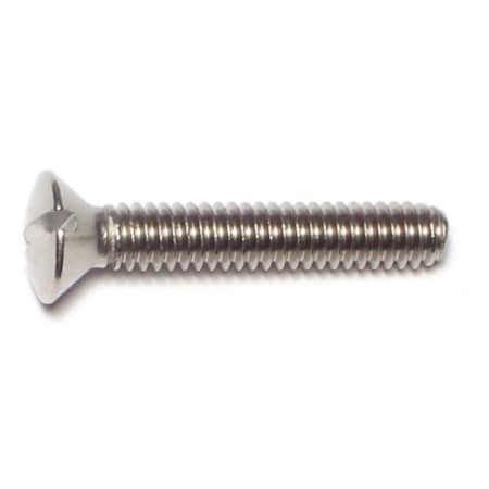 Midwest Fastener 1/4"-20 x 1-1/2 in Slotted Oval Machine Screw, Plain 18-8 Stainless Steel, 10 PK 63417